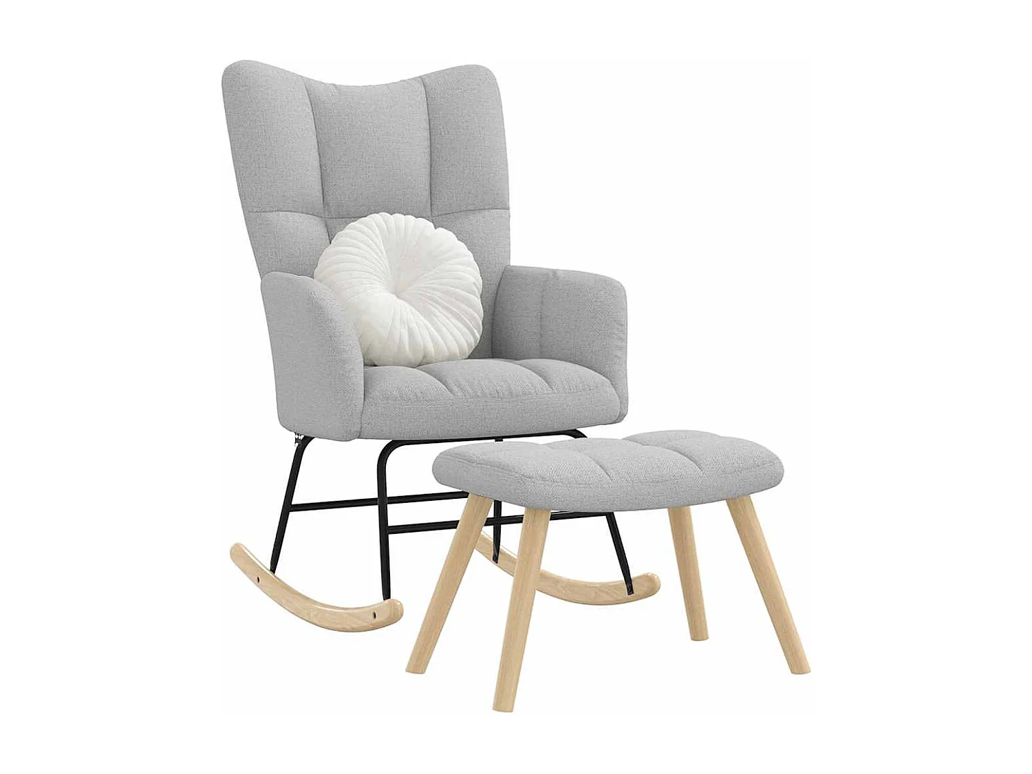 Chaise à bascule avec repose-pied gris nuage tissu