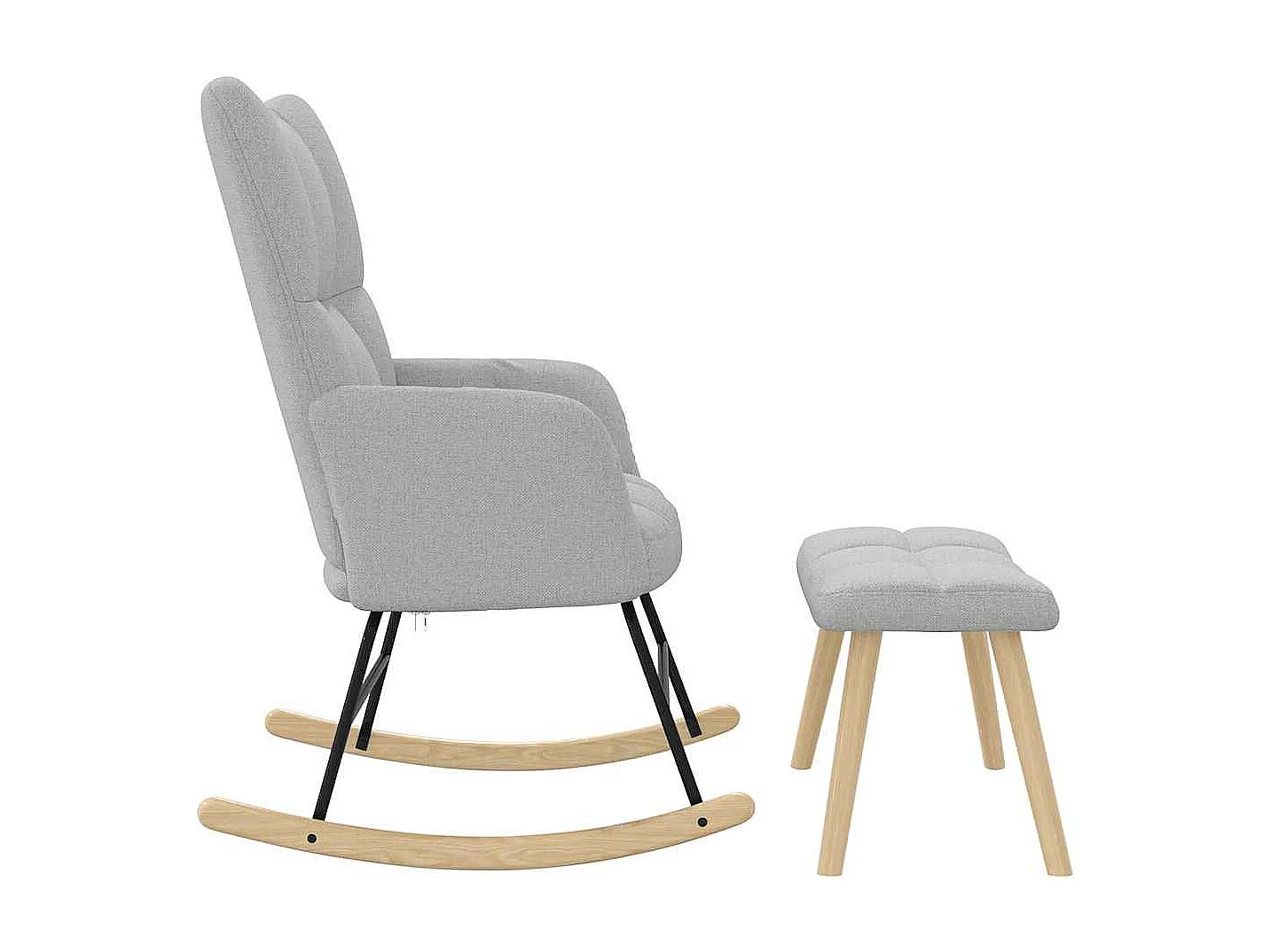 Chaise à bascule avec repose-pied gris nuage tissu