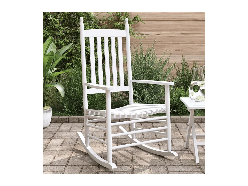 Schommelstoelen gebogen zittingen set van 2 wit massief sparrenhout