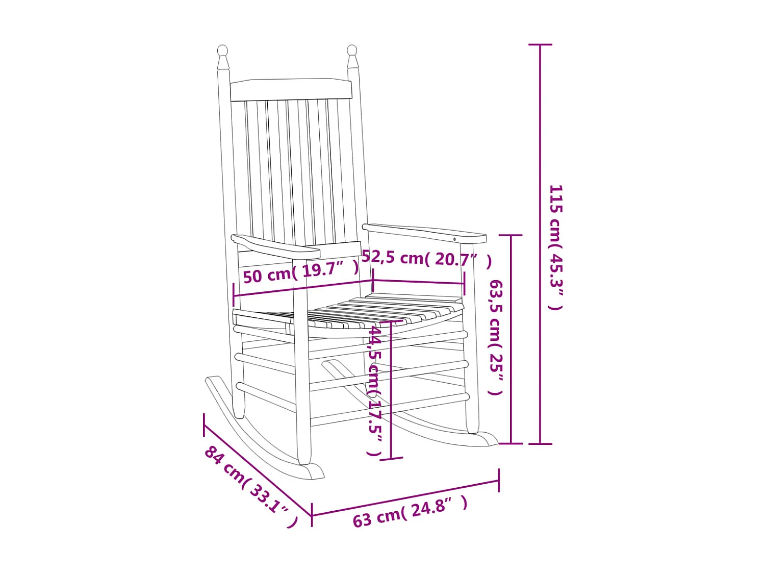 Schommelstoelen gebogen zittingen set van 2 wit massief sparrenhout