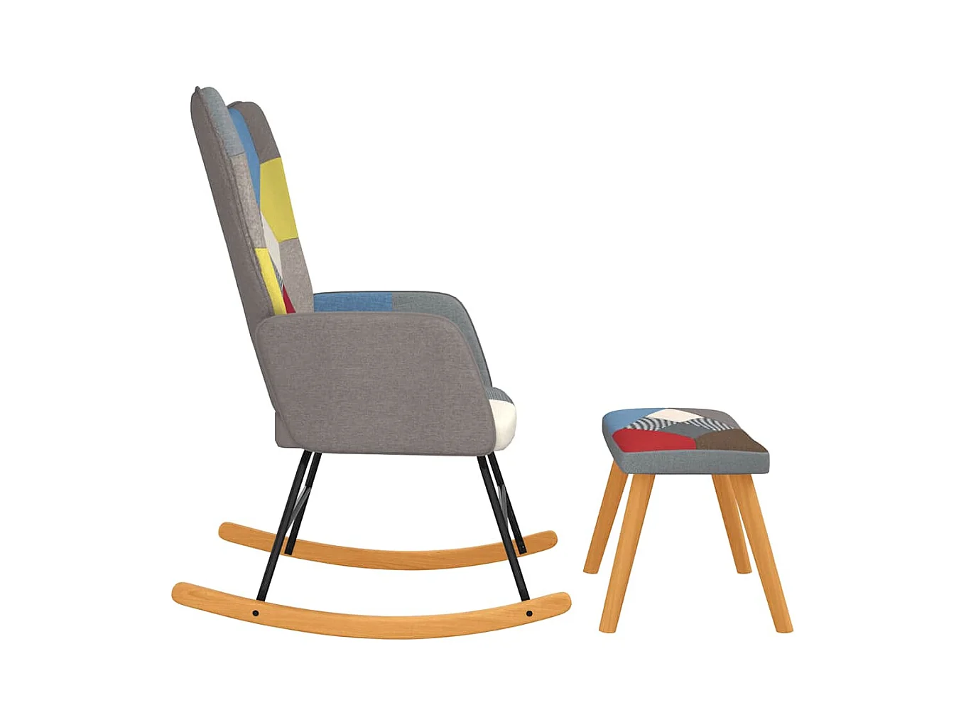 Mecedora con taburete Tela Patchwork