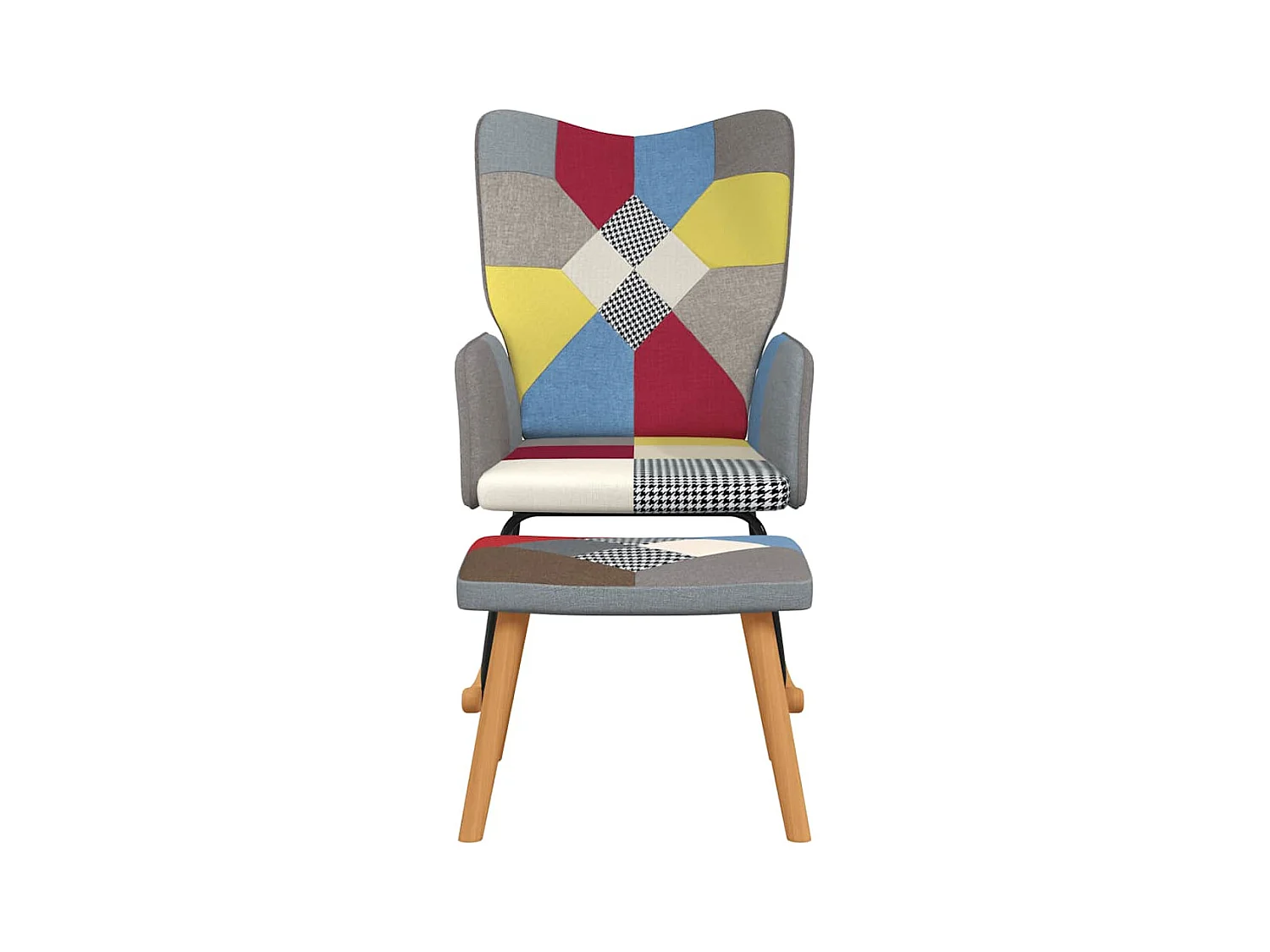 Chaise à bascule avec tabouret Patchwork Tissu