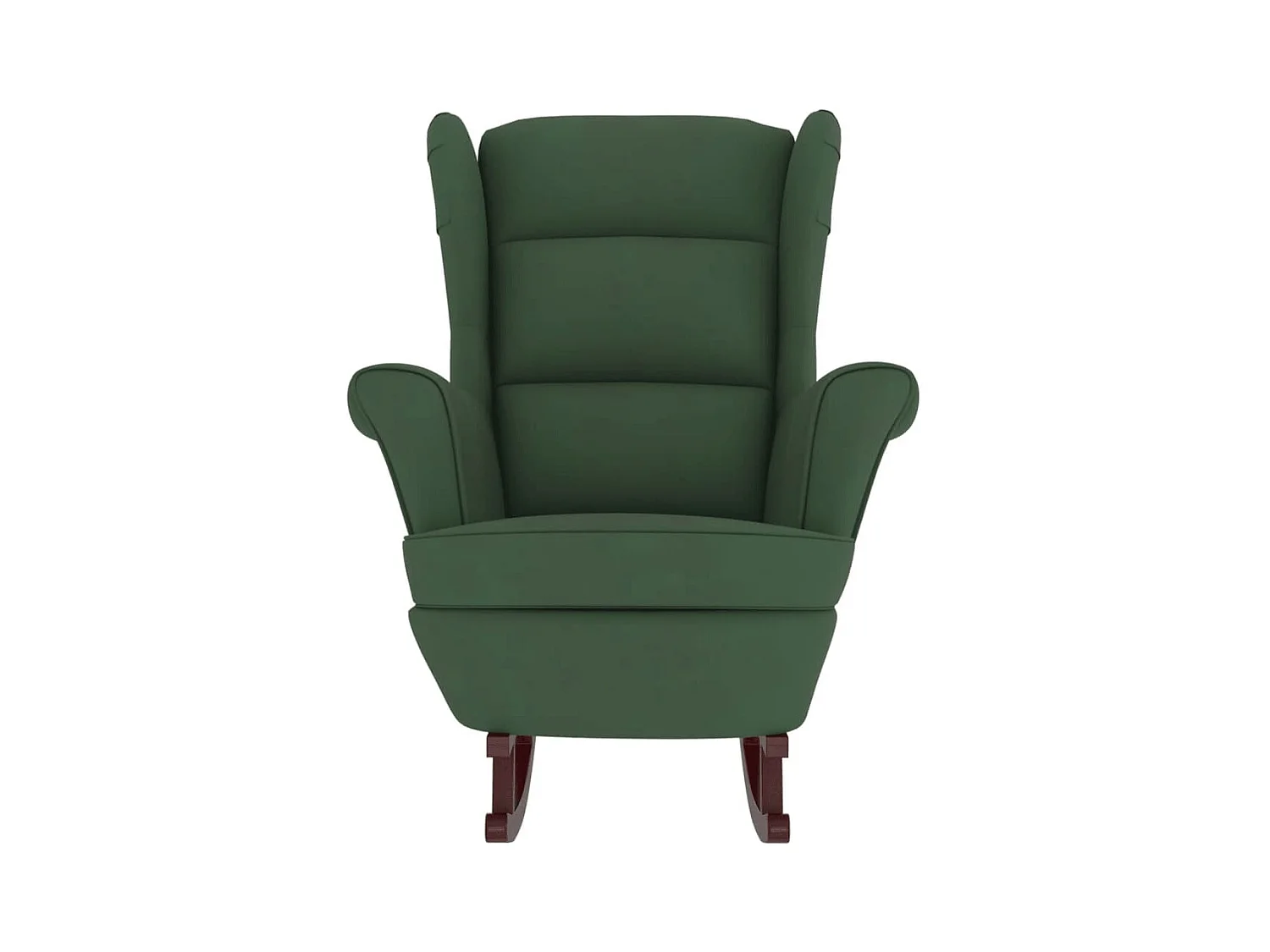 Schommelstoel met houten poten en kruk Donkergroen