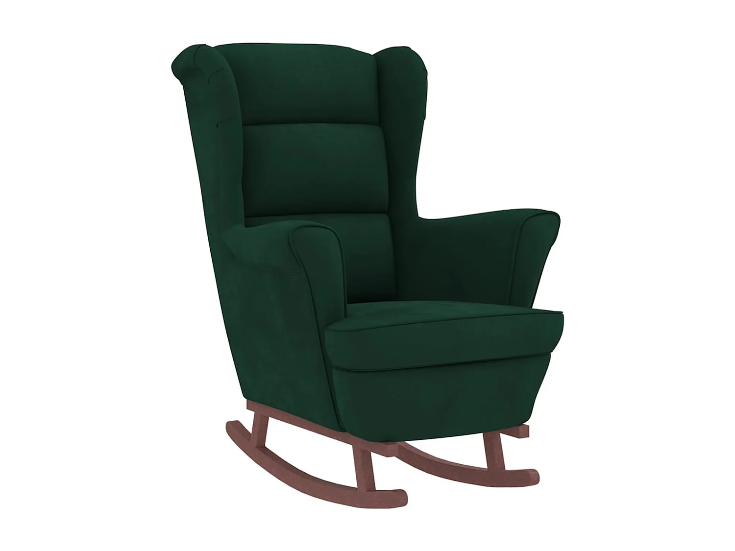 Sedia a dondolo con gambe in legno e sgabello Verde scuro