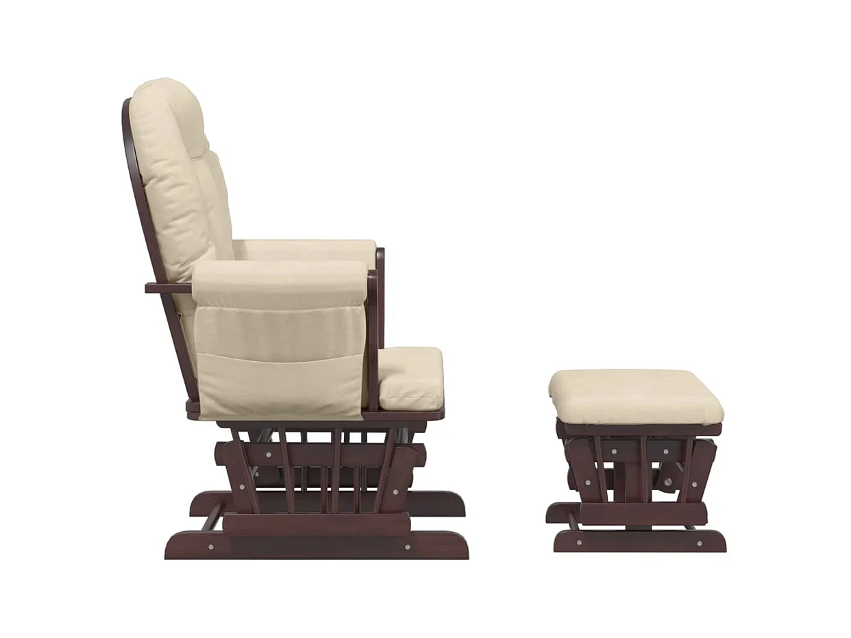 Schaukelstuhl mit Fußstütze Cremeweißer Stoff