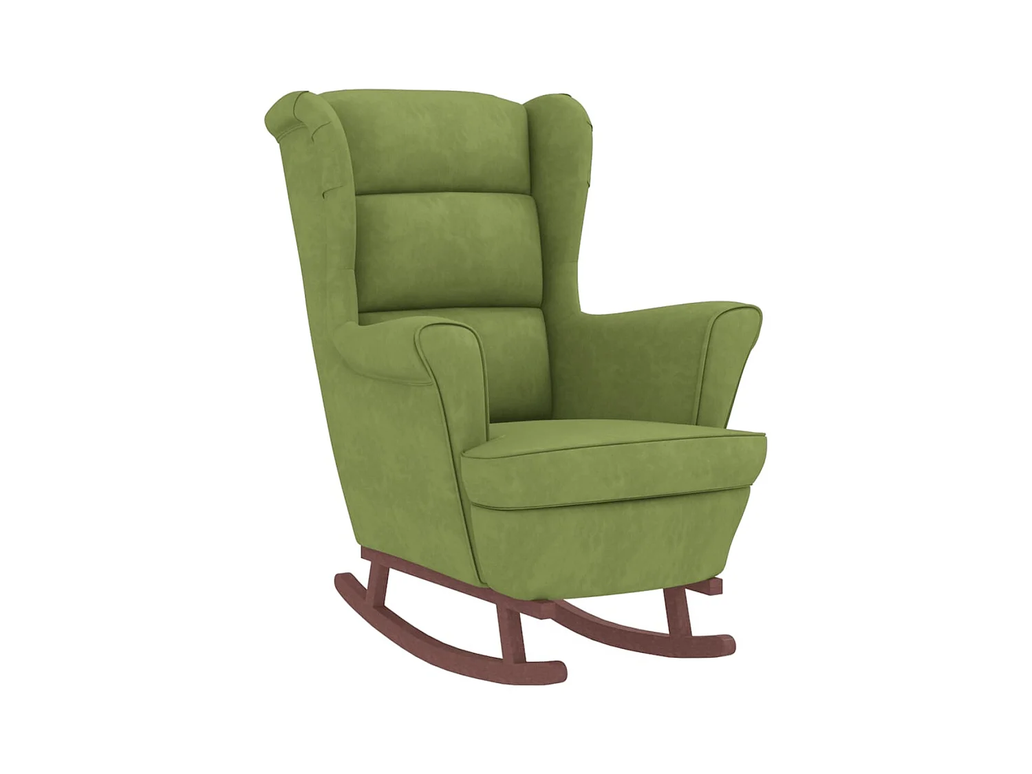 Mecedora con patas de madera y taburete Verde claro