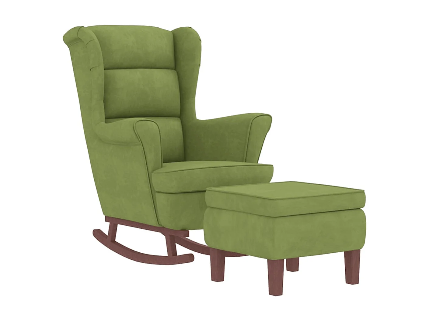 Sedia a dondolo con gambe in legno e sgabello Verde chiaro