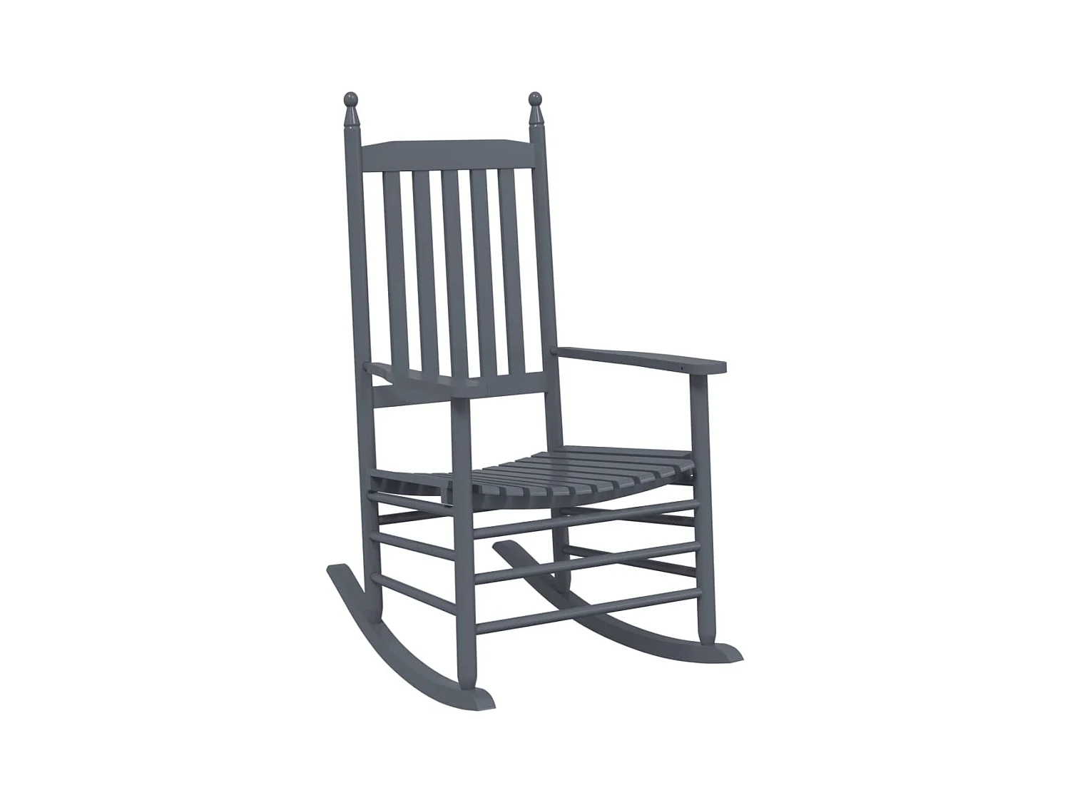 Set di 2 sedie a dondolo con seduta curva in pioppo massiccio grigio