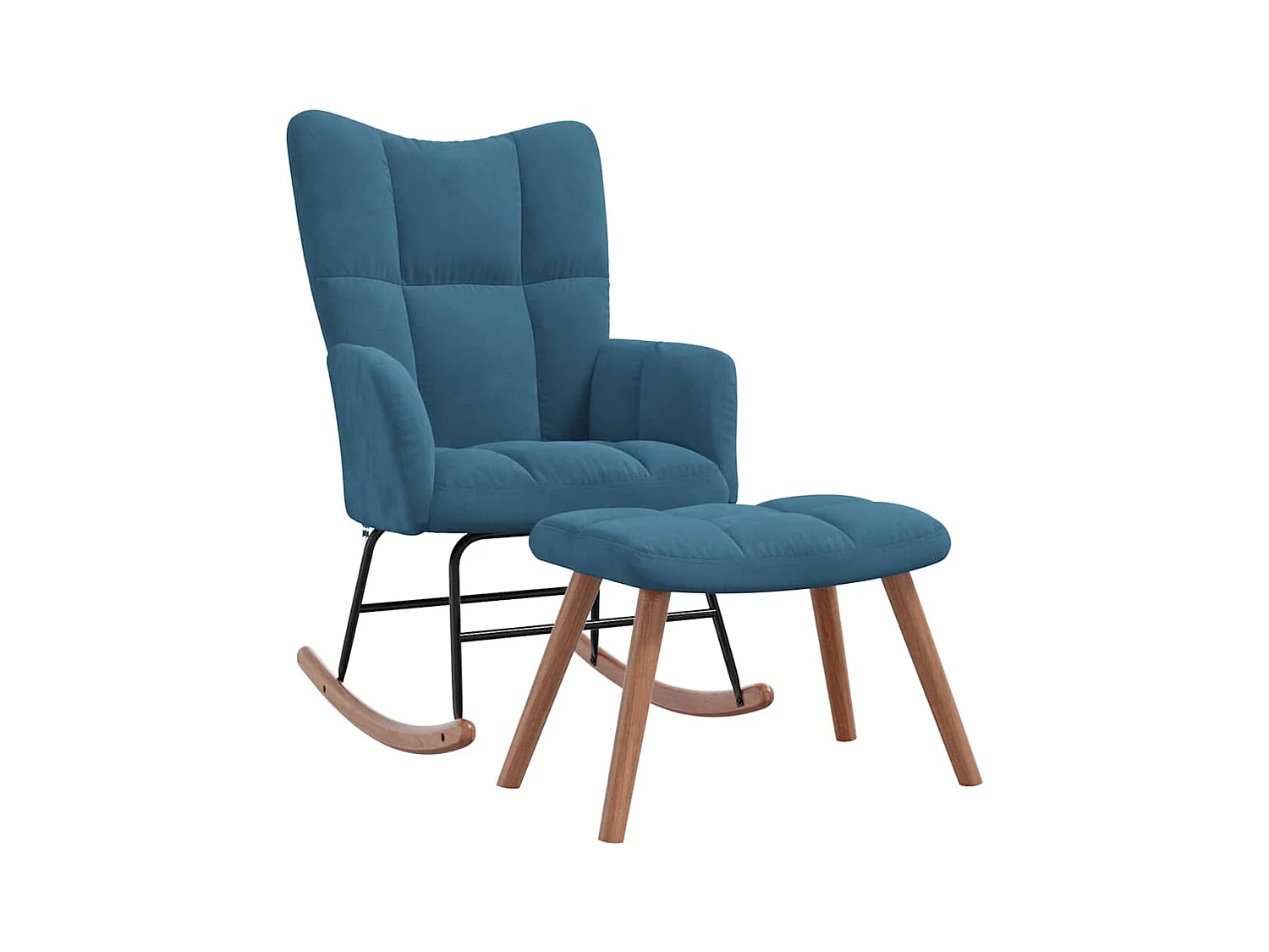 Schommelstoel met voetenbankje Blauw Fluweel