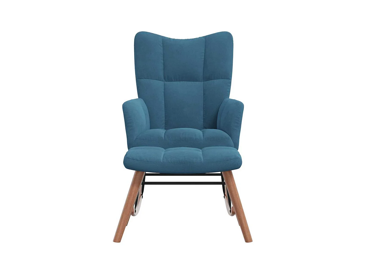 Schommelstoel met voetenbankje Blauw Fluweel