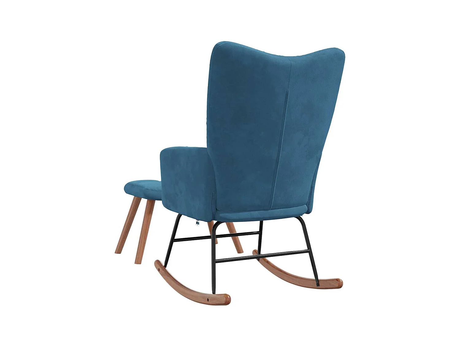 Schommelstoel met voetenbankje Blauw Fluweel