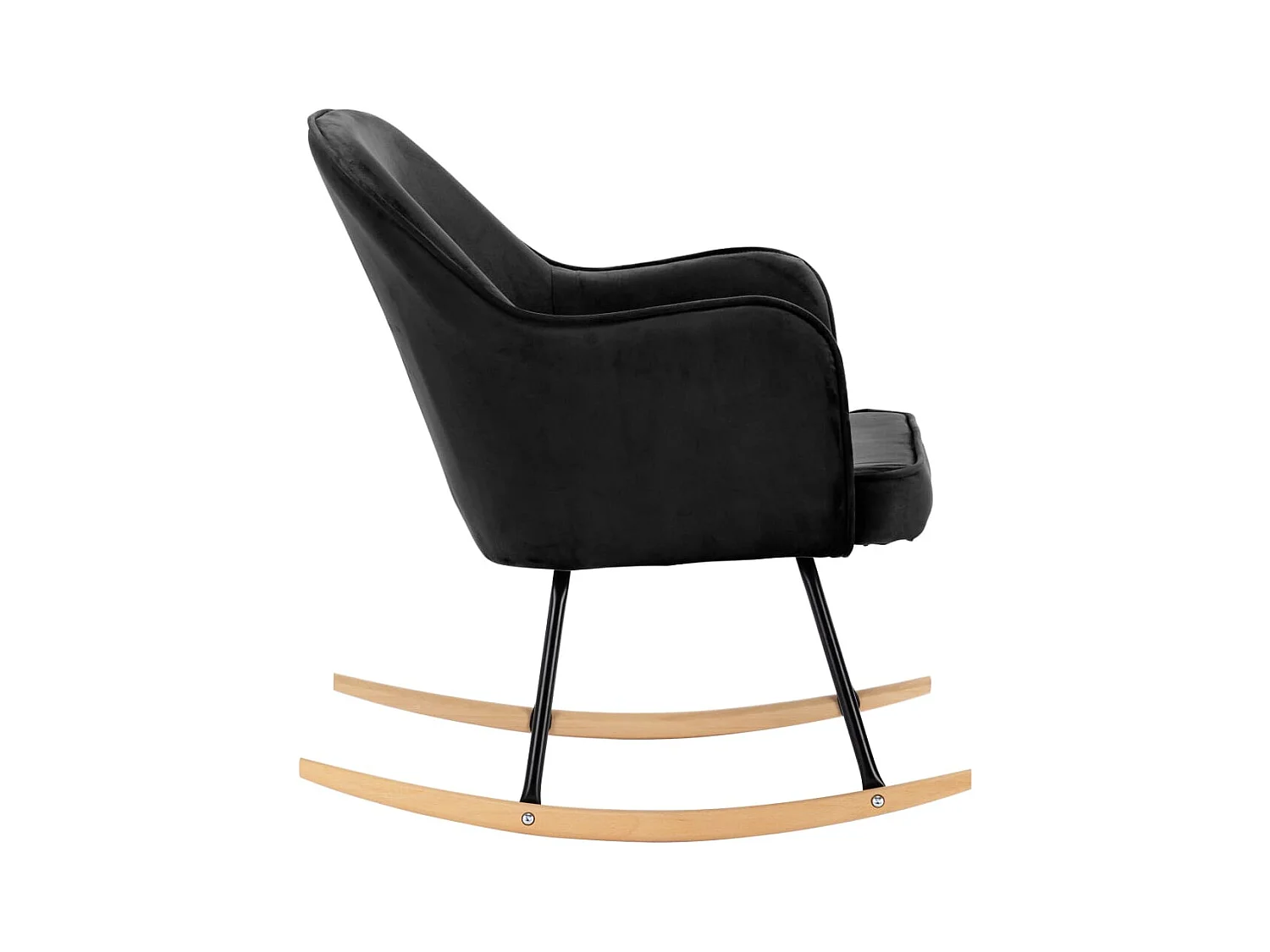 Schwarzer Schaukelstuhl aus Samt