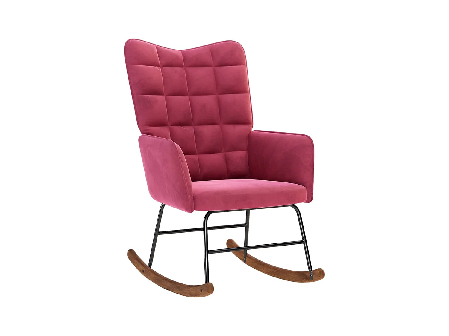 Chaise à bascule avec repose-pied rouge bordeaux velours