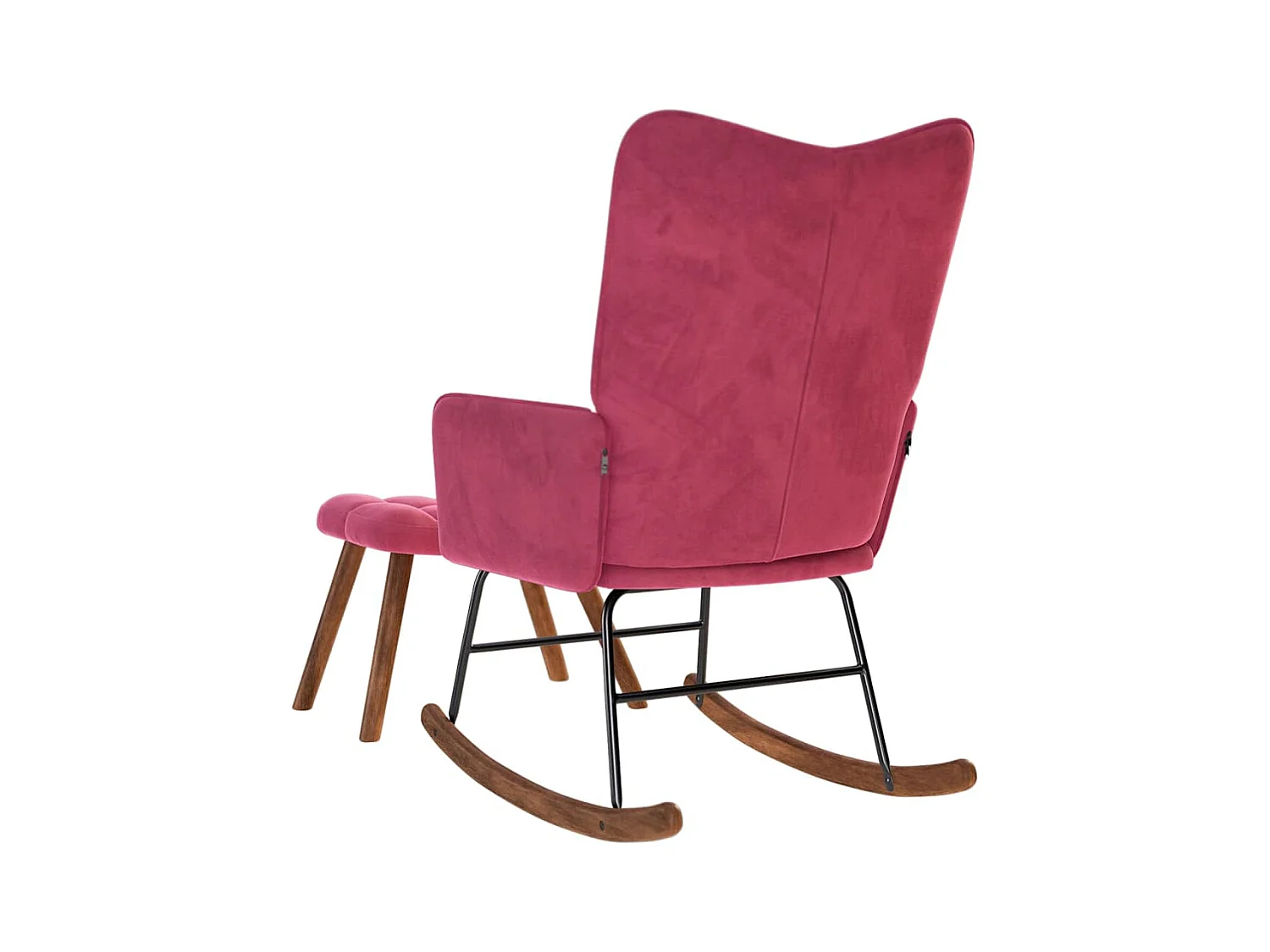 Chaise à bascule avec repose-pied rouge bordeaux velours