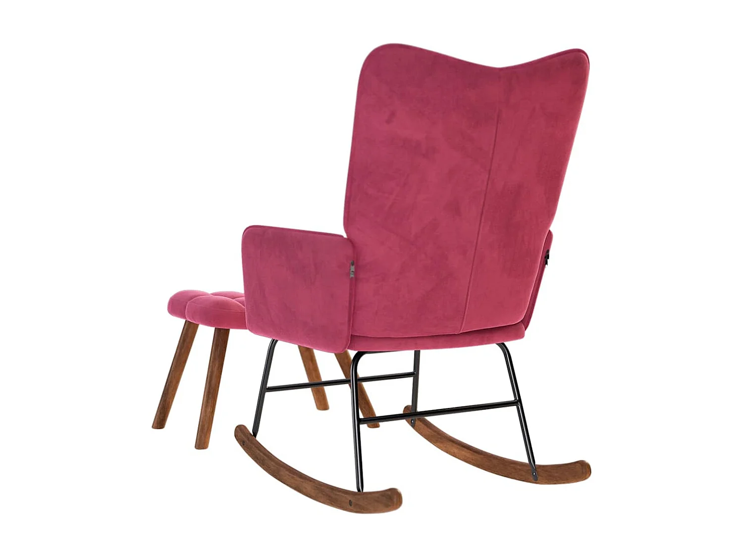 Chaise à bascule avec repose-pied rouge bordeaux velours