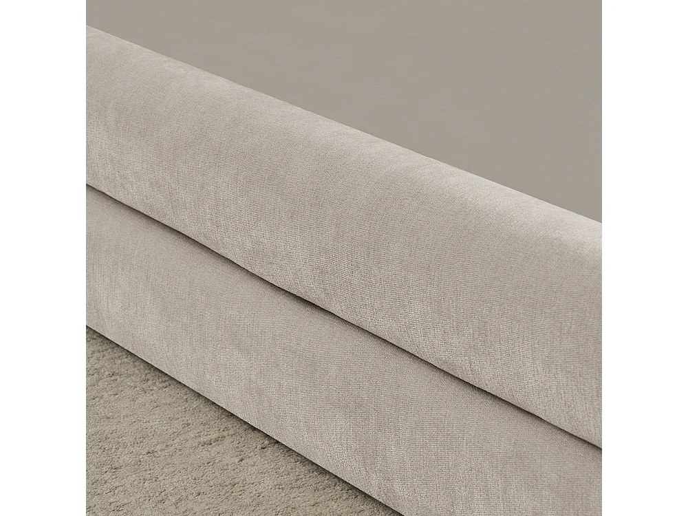 Lit simple 90x200 cm, tissu chenille doux, dossier confortable, beige (sans matelas) (220x105x60 cm)