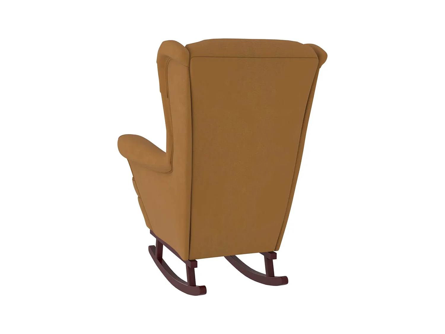 Mecedora con patas de madera maciza de caucho en terciopelo marrón