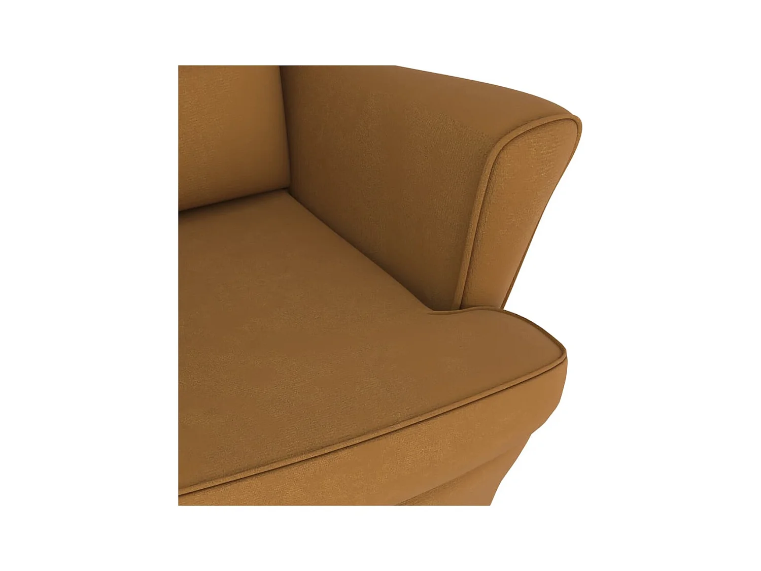 Mecedora con patas de madera maciza de caucho en terciopelo marrón