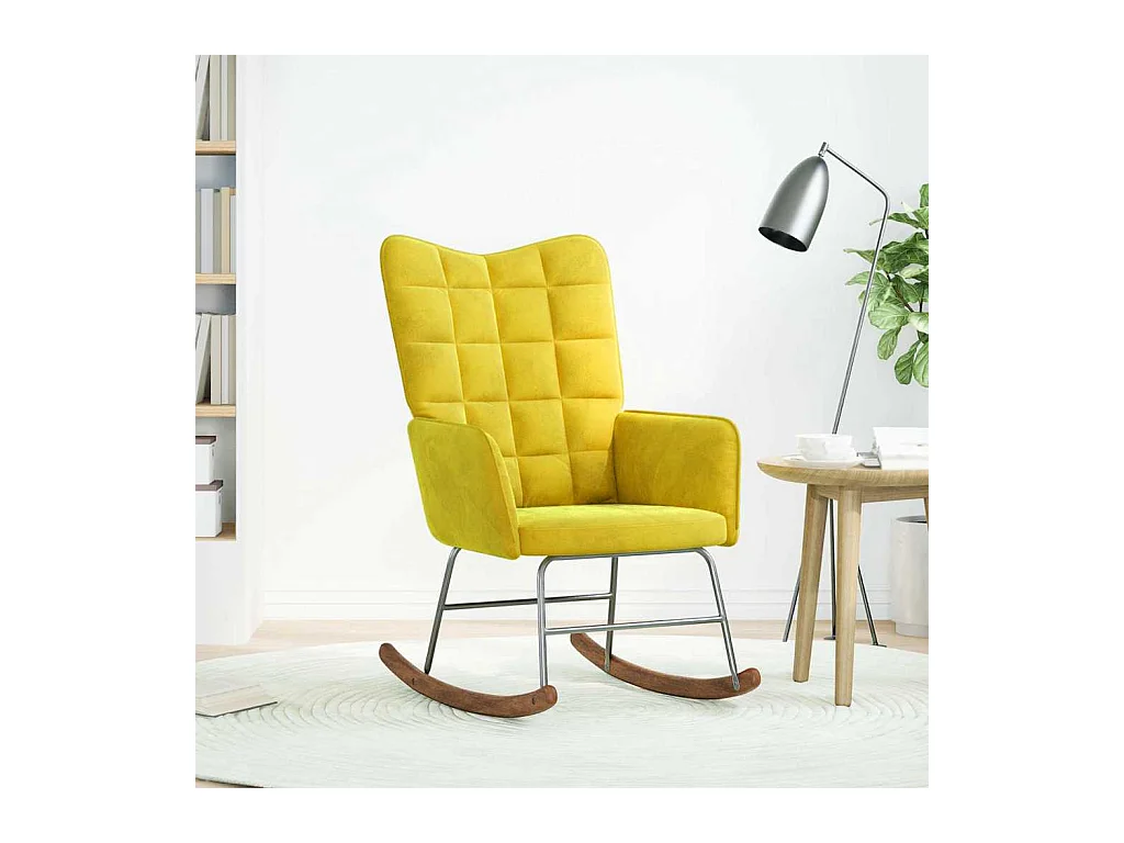 Sedia a dondolo in velluto giallo