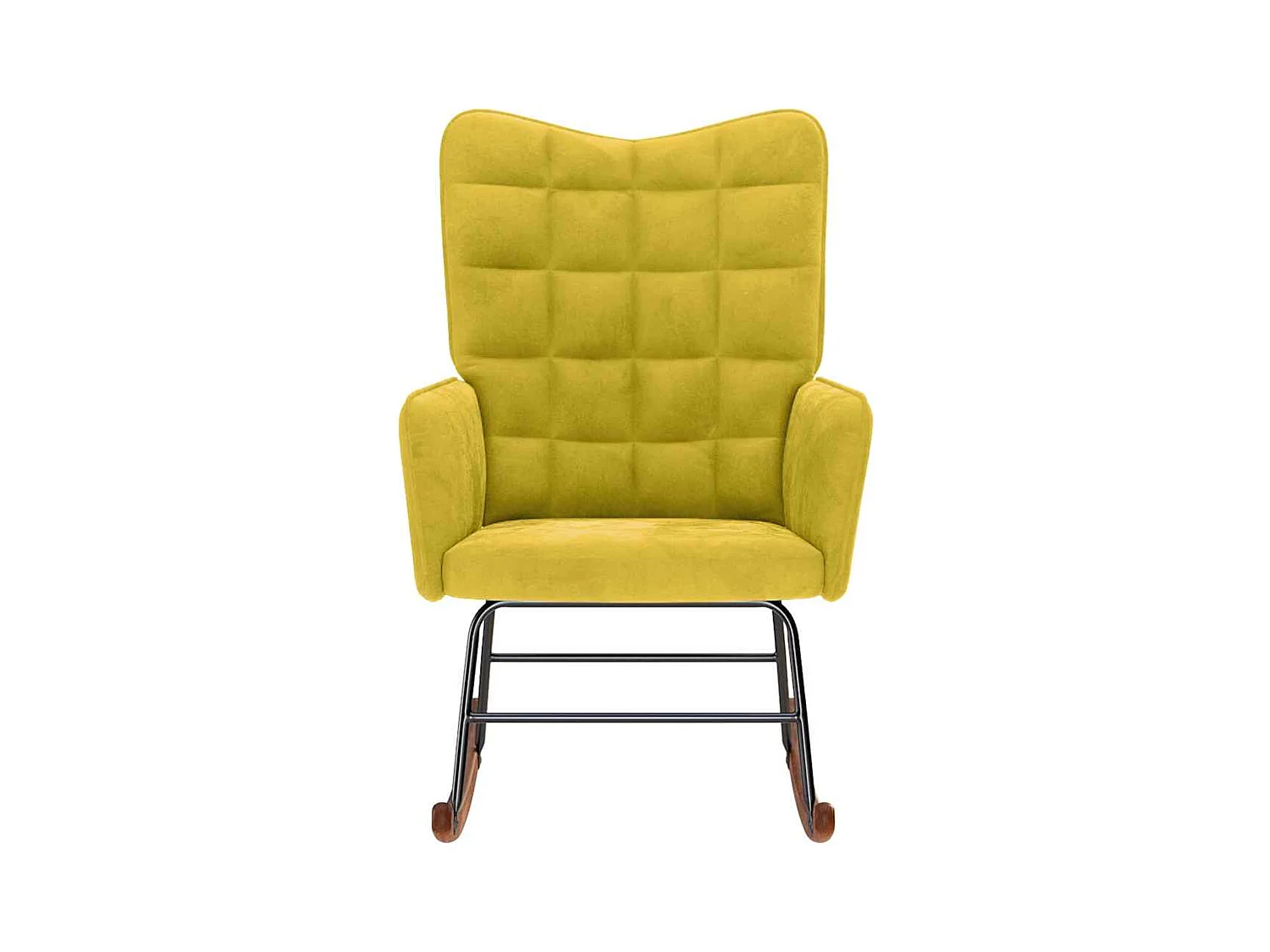 Sedia a dondolo in velluto giallo