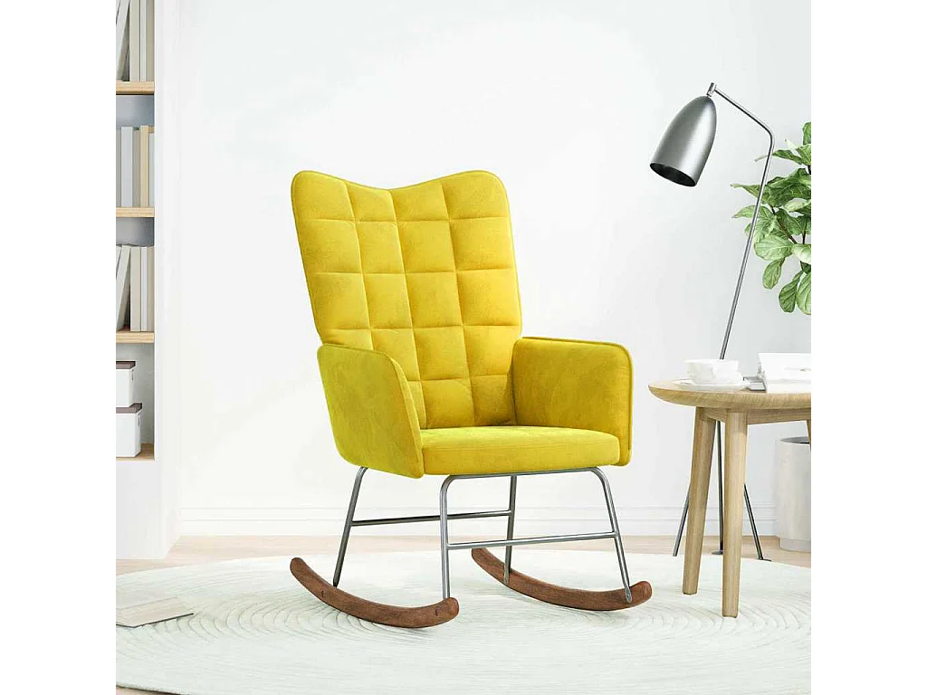 Sedia a dondolo in velluto giallo