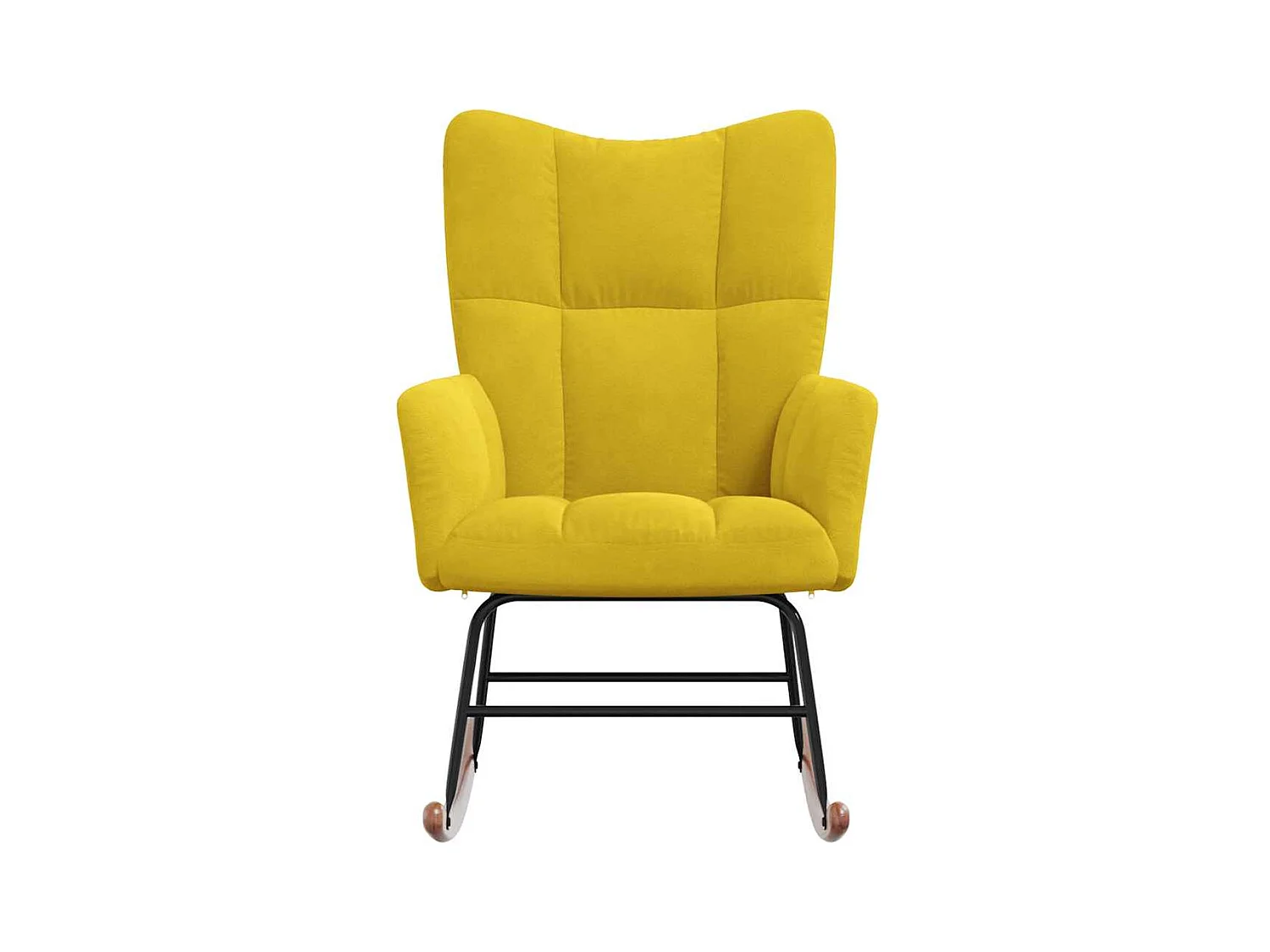 Sedia a dondolo in velluto giallo senape