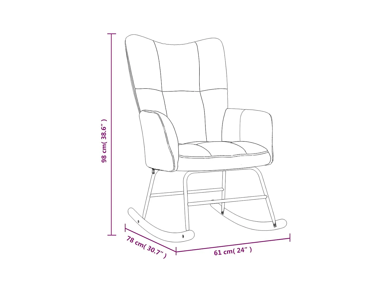 Sedia a dondolo in velluto giallo senape