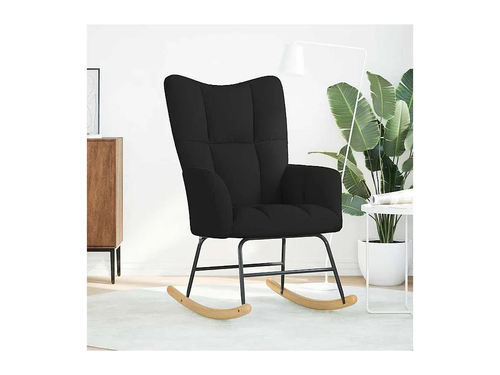 Chaise à bascule Noir Tissu