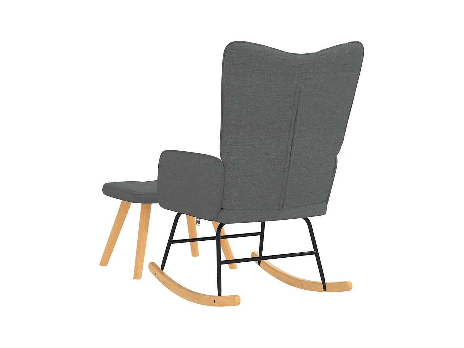 Schommelstoel met voetenbankje Donkergrijze stof