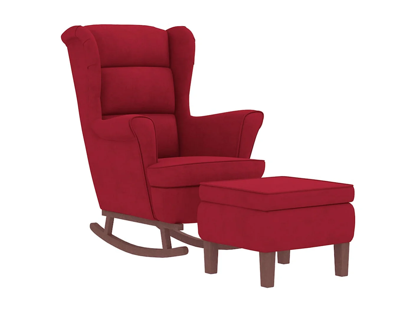 Sedia a dondolo con gambe in legno e sgabello Bordeaux