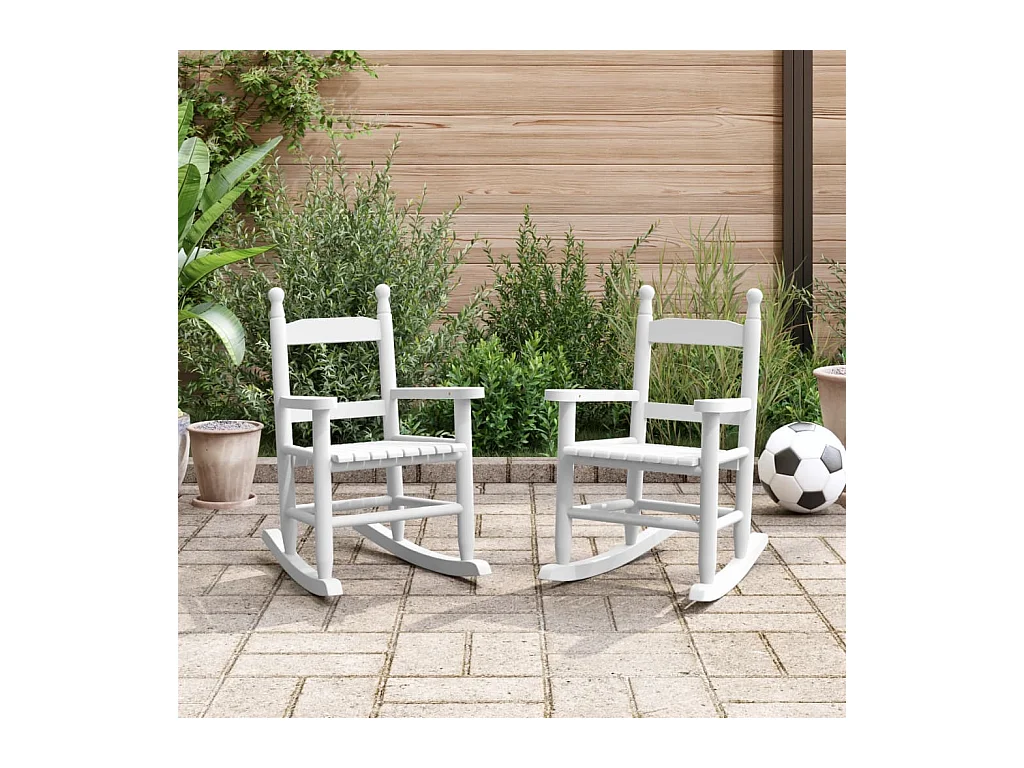 Chaises à bascule enfants lot de 2 blanc bois peuplier massif