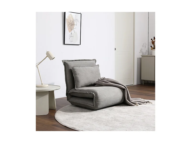 Chauffeuse convertible 3-en-1 en velours côtelé gris – GRACIE