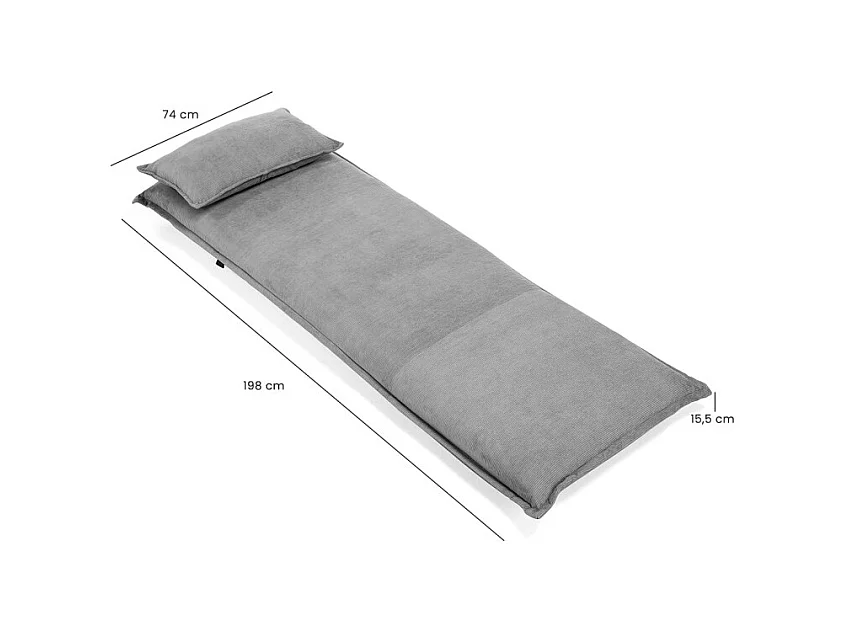 Chauffeuse convertible 3-en-1 en velours côtelé gris – GRACIE