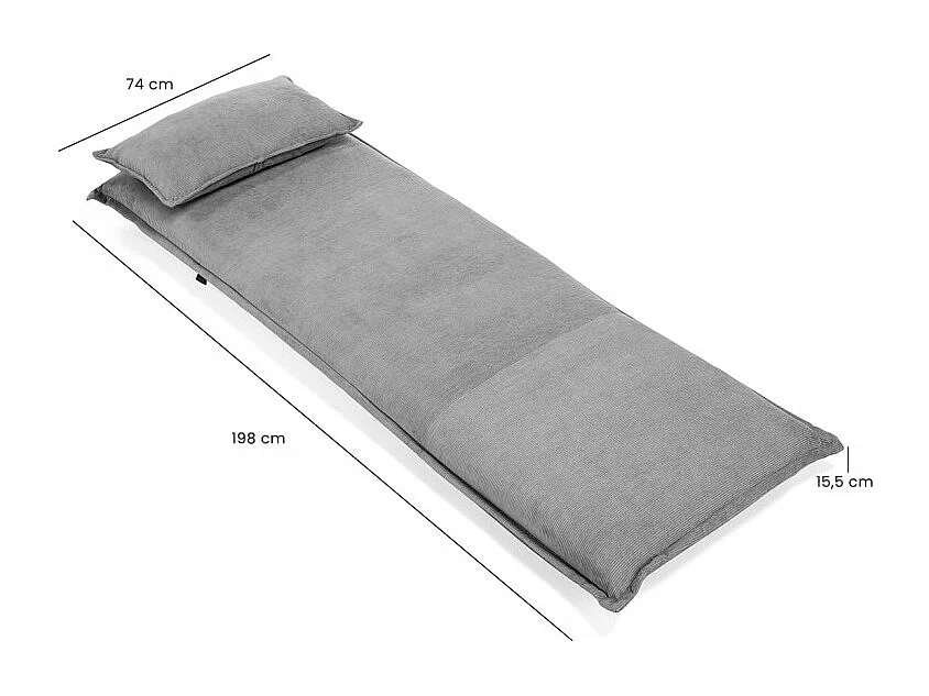 Chauffeuse convertible 3-en-1 en velours côtelé gris – GRACIE