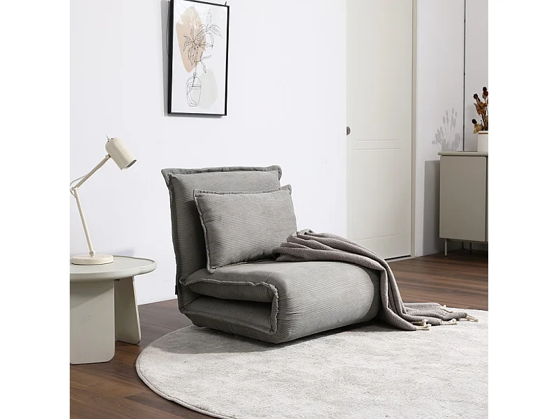 Chauffeuse convertible 3-en-1 en velours côtelé gris – GRACIE