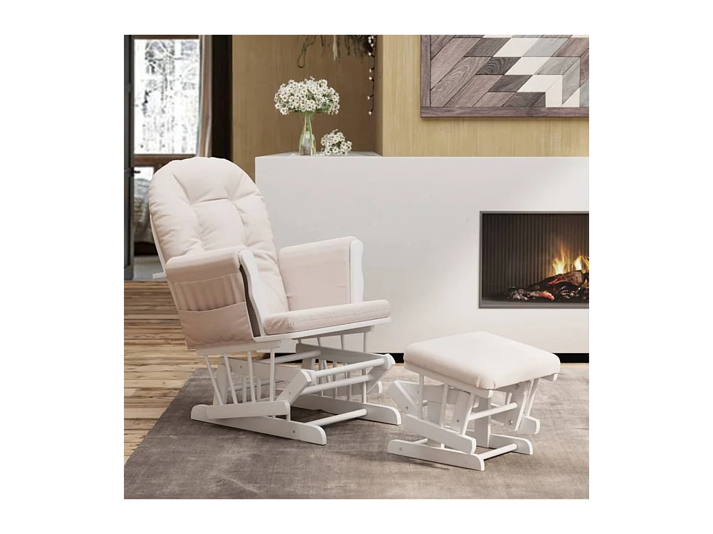 Chaise berçante avec repose-pied Rose clair Tissu