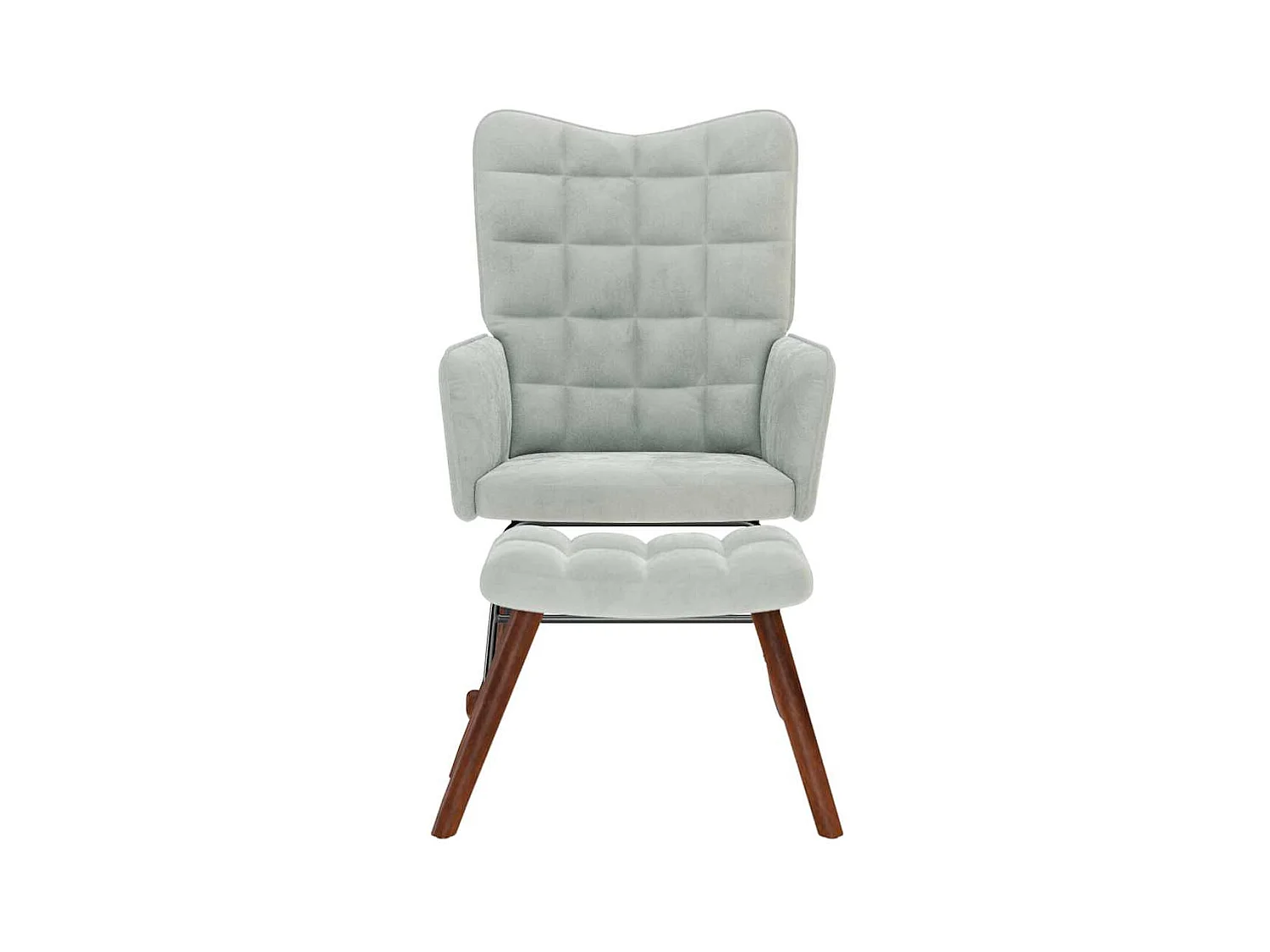 Chaise à bascule avec repose-pied gris clair velours