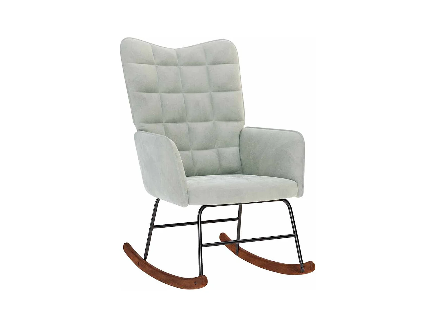 Chaise à bascule avec repose-pied gris clair velours