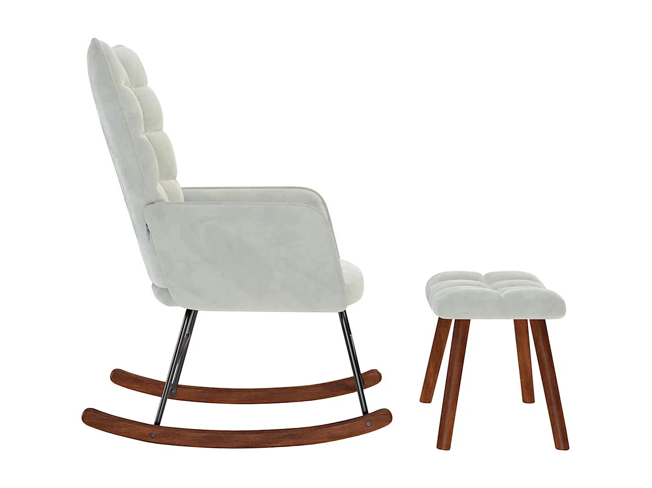 Chaise à bascule avec repose-pied gris clair velours