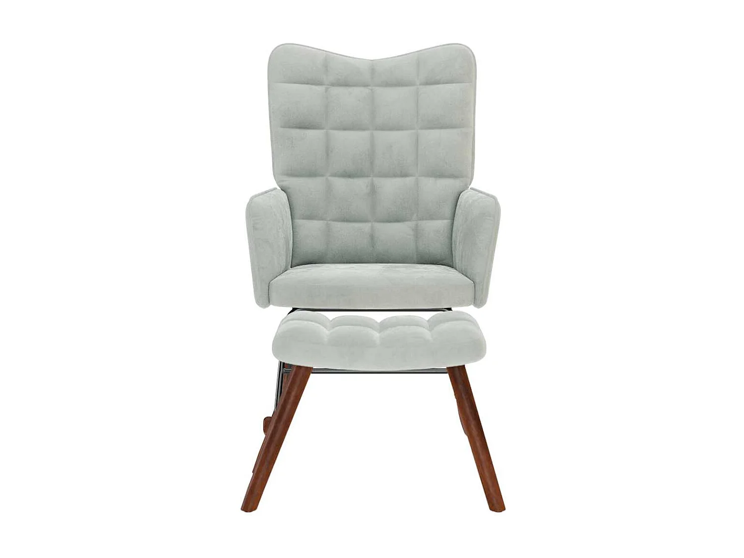 Chaise à bascule avec repose-pied gris clair velours