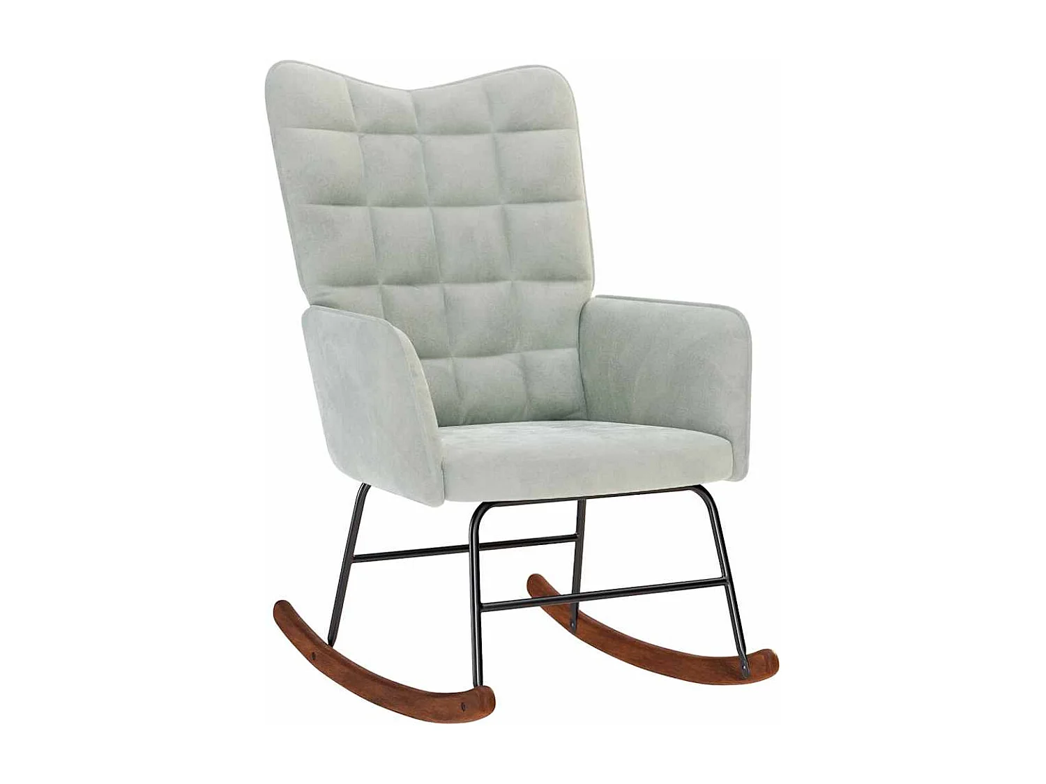 Chaise à bascule avec repose-pied gris clair velours