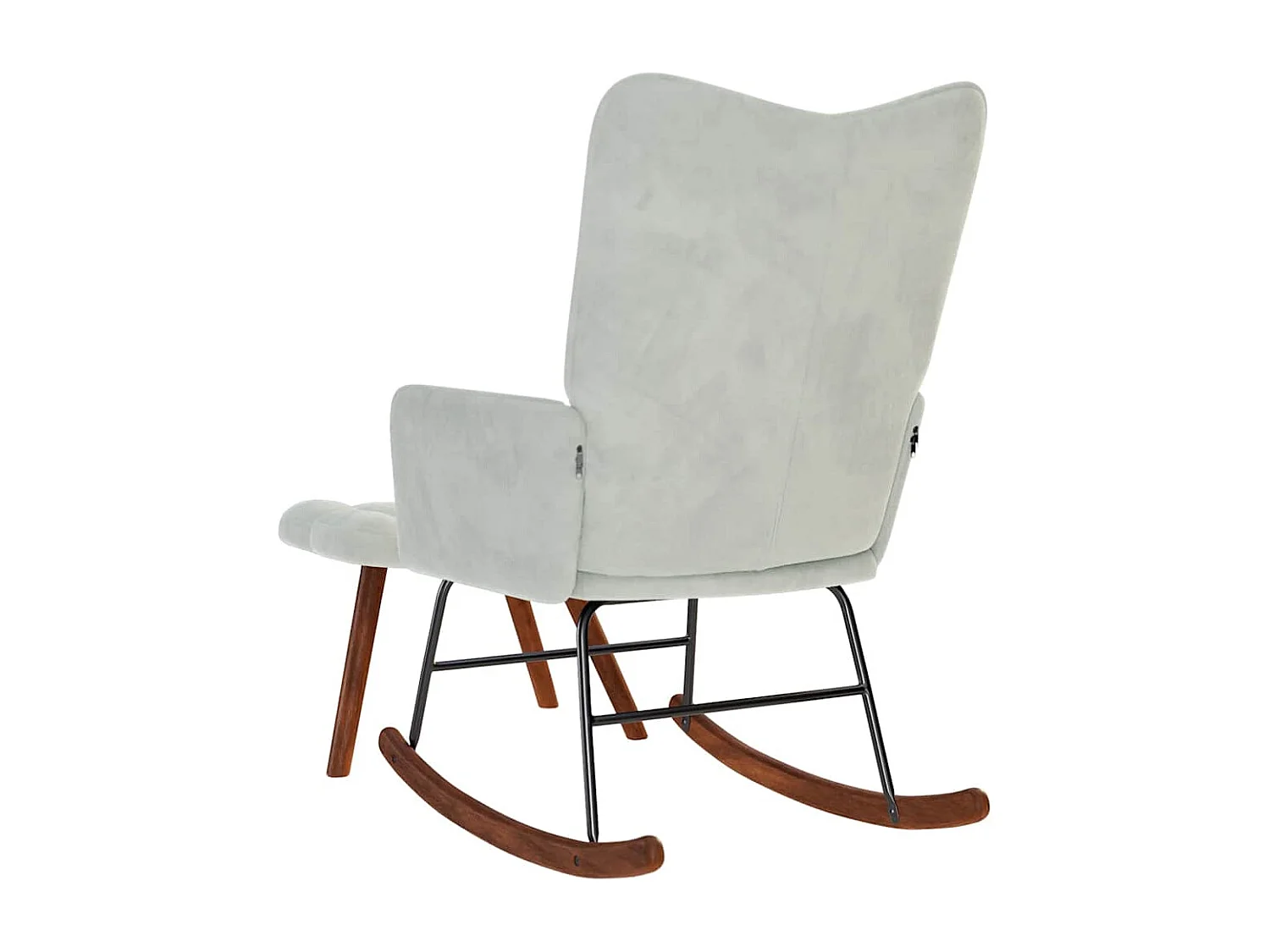 Chaise à bascule avec repose-pied gris clair velours