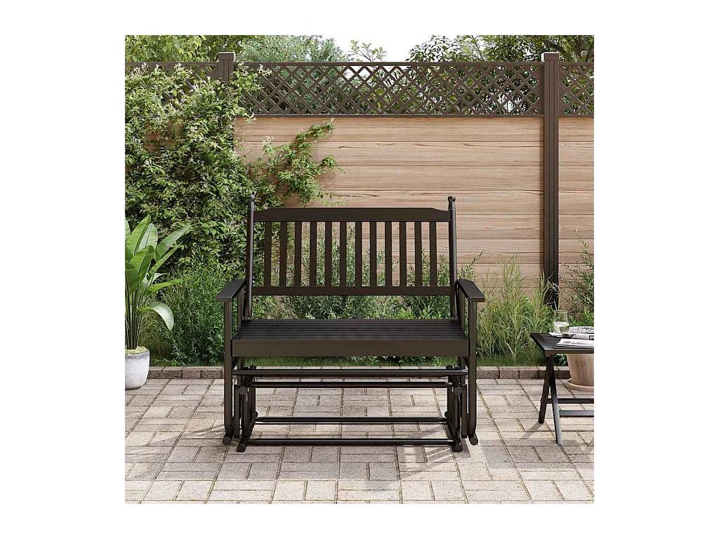 Panca altalena nera 118x70x104,5 cm in legno massello di pioppo