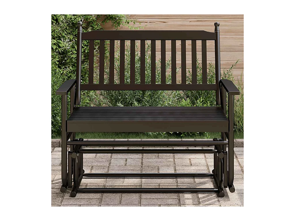 Zwarte schommelbank 118x70x104,5 cm massief populierenhout