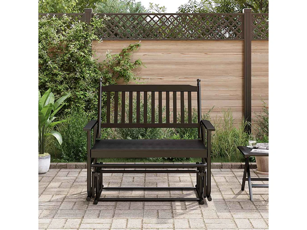 Panca altalena nera 118x70x104,5 cm in legno massello di pioppo