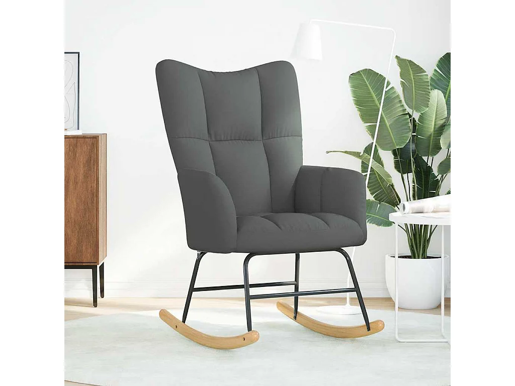 Sedia a dondolo in tessuto grigio scuro
