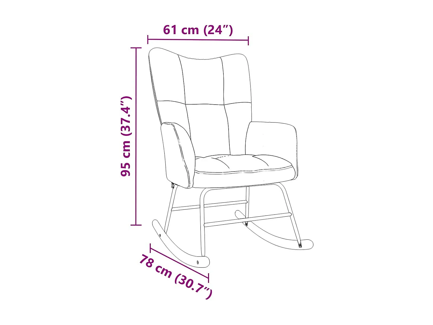 Sedia a dondolo in tessuto grigio scuro