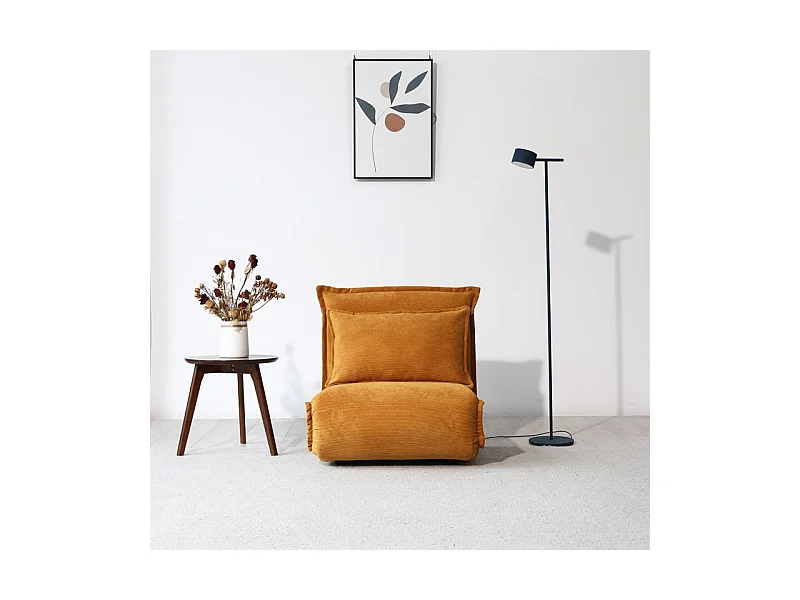 Chauffeuse convertible 3-en-1 en velours côtelé jaune – GRACIE