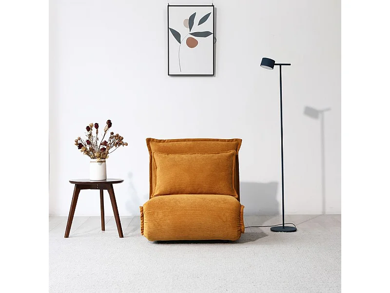 Chauffeuse convertible 3-en-1 en velours côtelé jaune – GRACIE