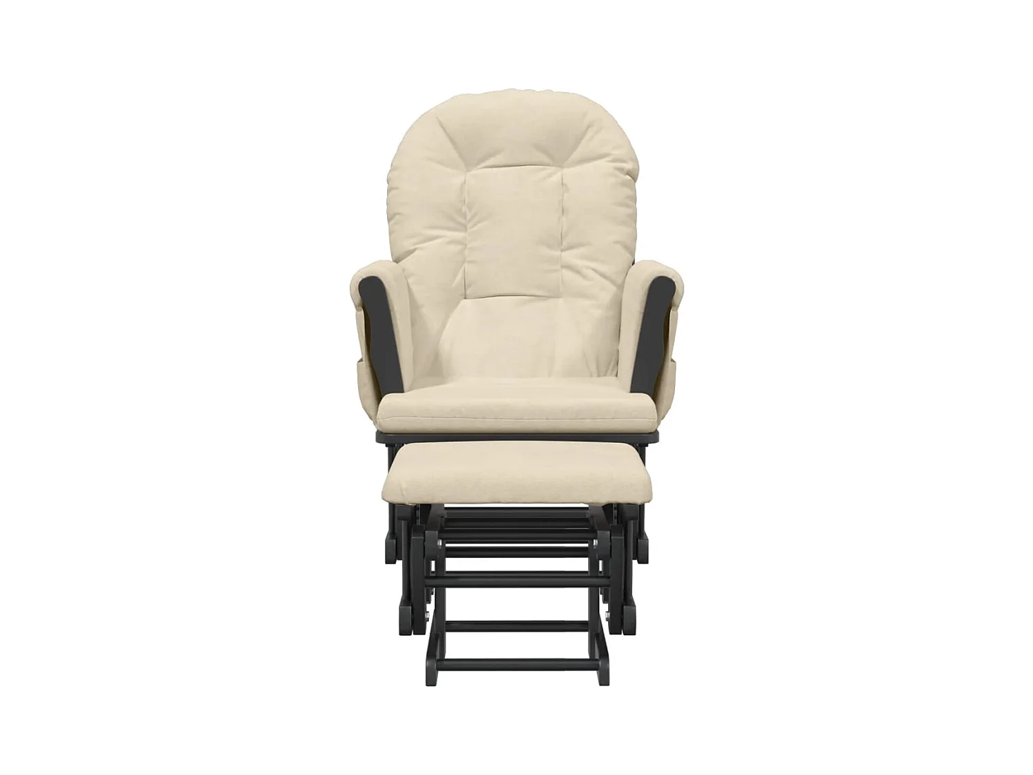 Sedia a dondolo con poggiapiedi Tessuto bianco crema